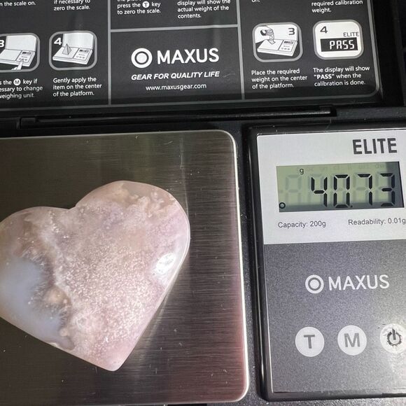 Flower Agate‎ Heart Carving (#15) - Picture 12 of 12